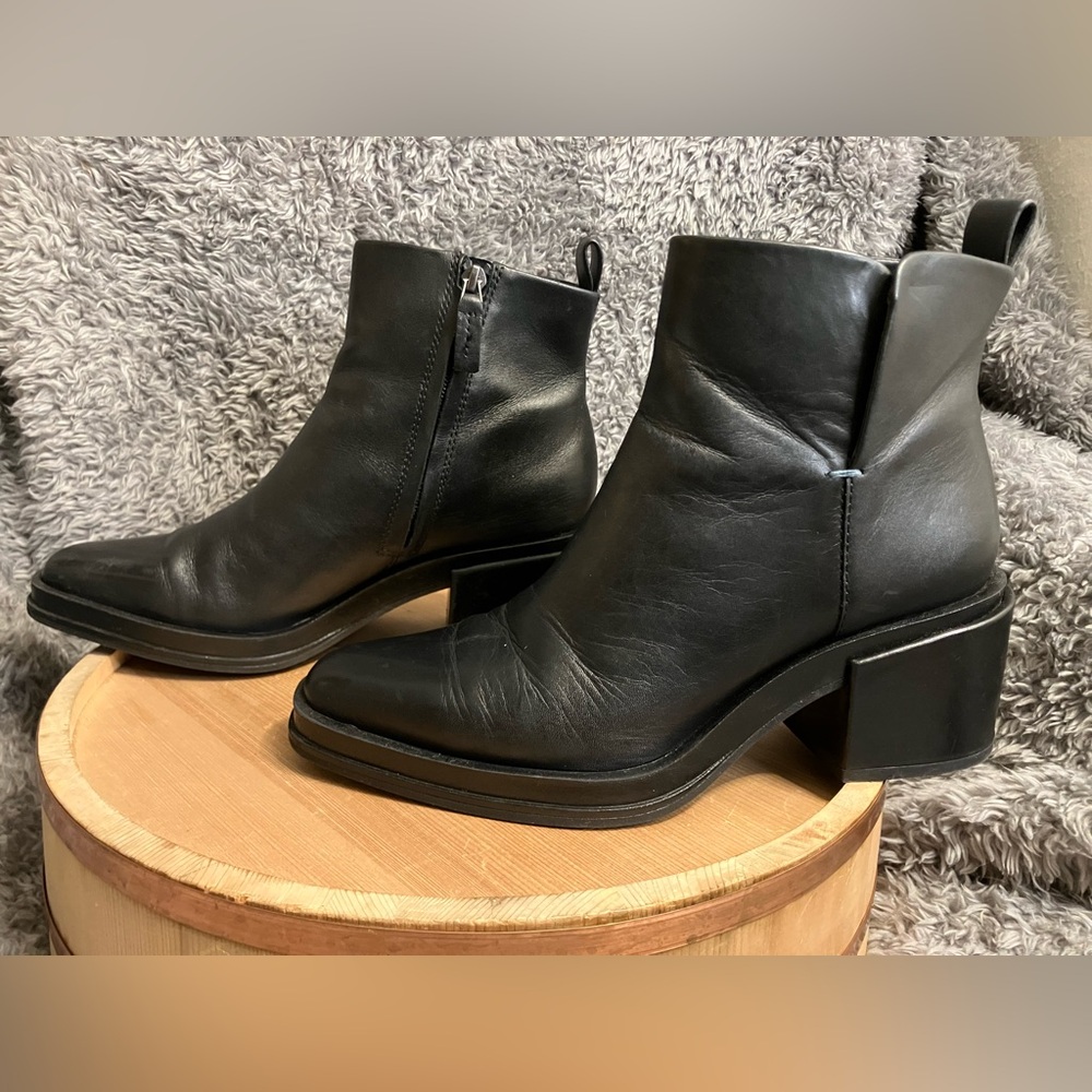 Franco Sarto Dalden Black Boots Booties Leather Block Heel Sz 7.5 - Picture 11 of 11